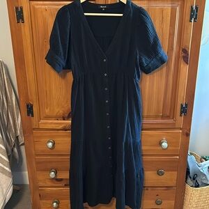Madewell black cotton gauze midi dress